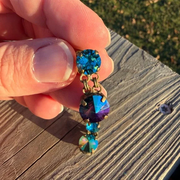 Sorrelli Blue and Purple Crystal Earrings - Picture 1 of 1